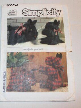 Simplicity Sewing Pattern Stuffed Scotties 1985 Stuffed Dogs Uncut in Two Sizes